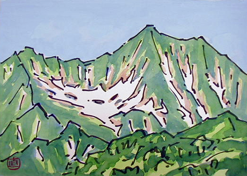 超限定9月9日20時迄‼️真作カムイ坂本直行「羊蹄山神威岳」水彩画　日付署名証明書 坂本直行水彩